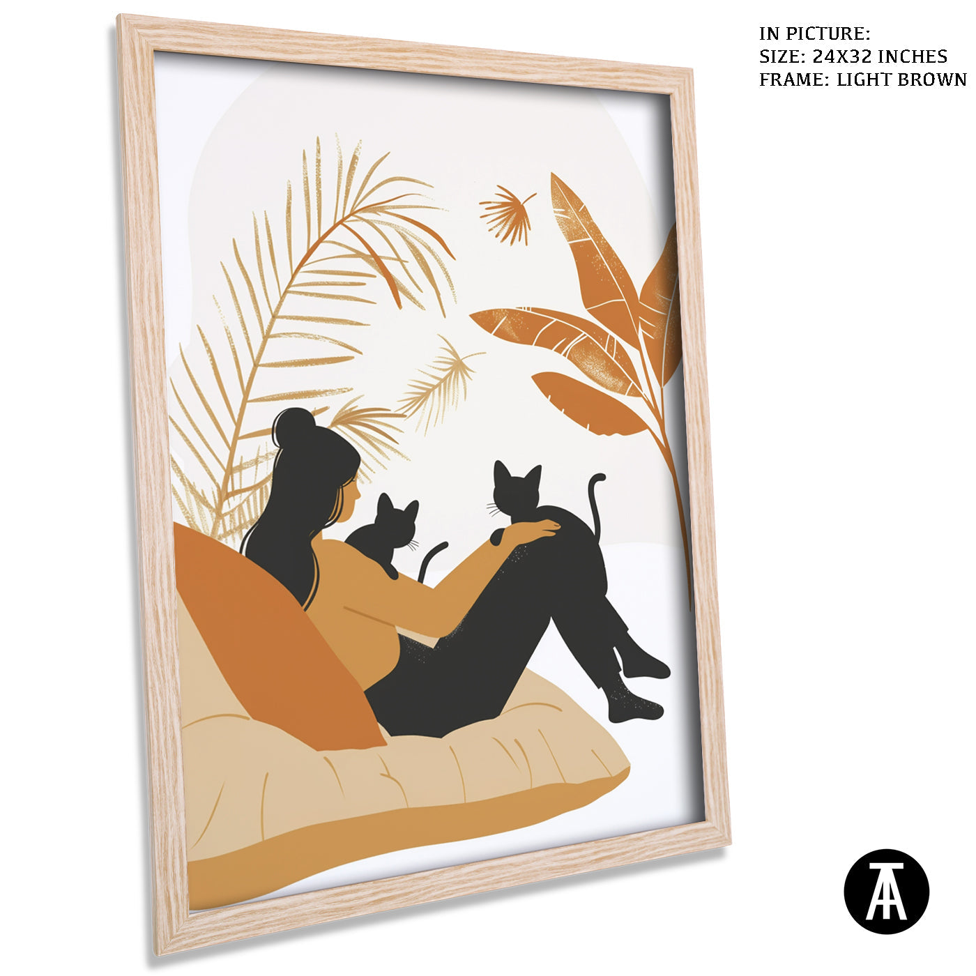 Artwork in Light Brown Frame