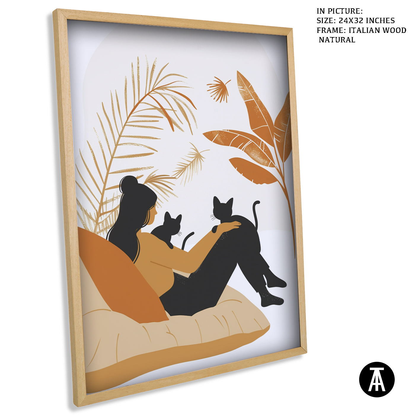 Artwork in Natural Wood Frame