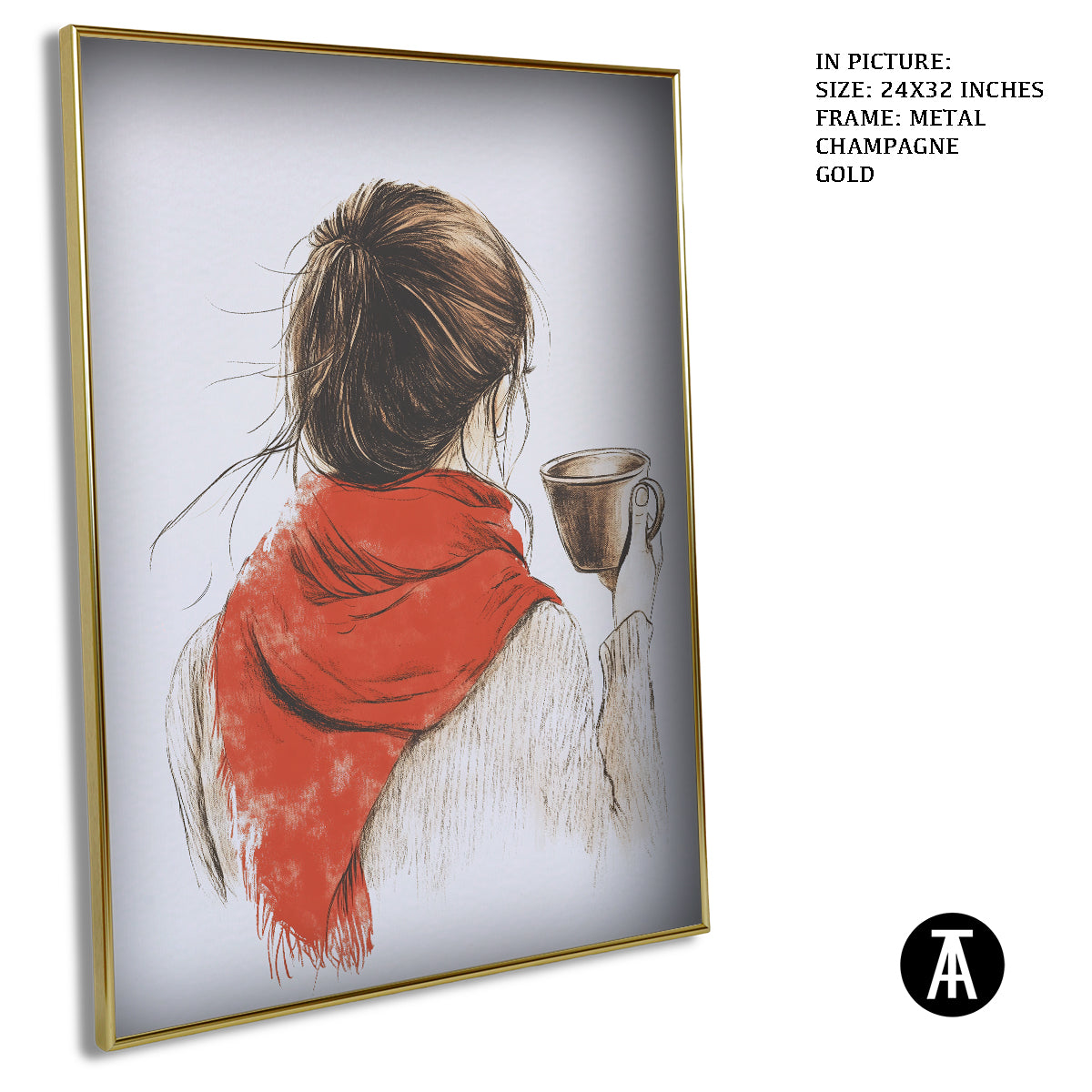 Artwork in Light Brown Frame