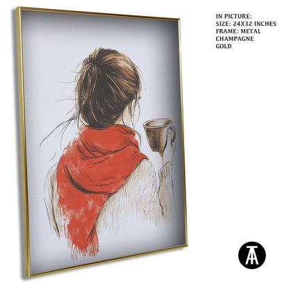 Artwork in Light Brown Frame