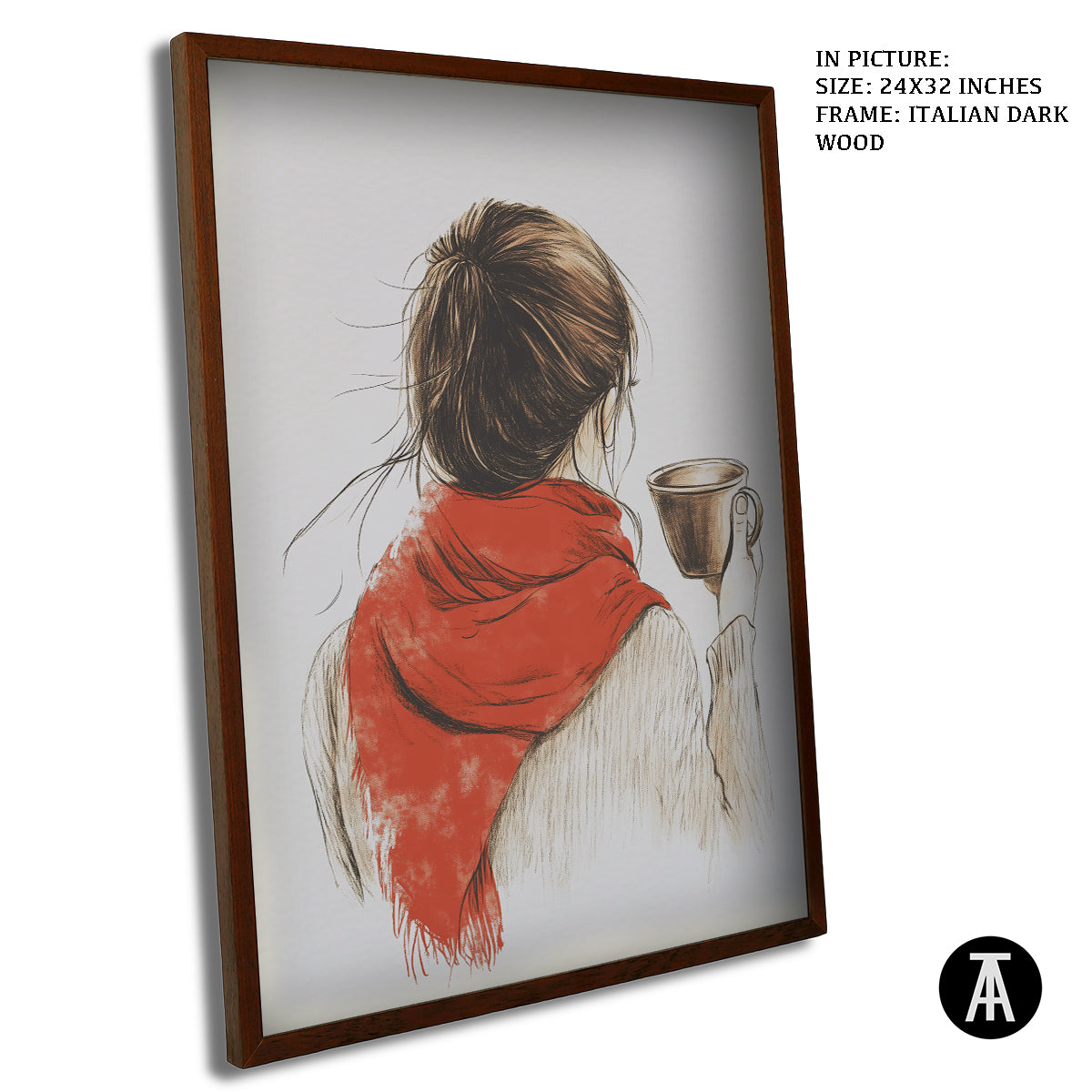 Artwork in Dark Wood Frame
