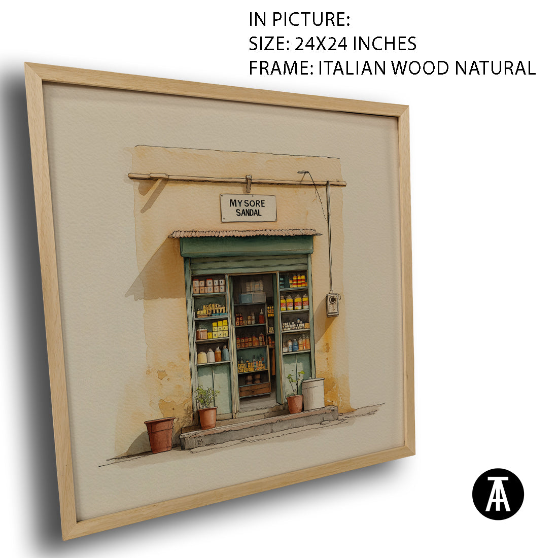 Artwork in Natural Wood Frame