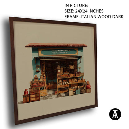Artwork in Dark Wood Frame