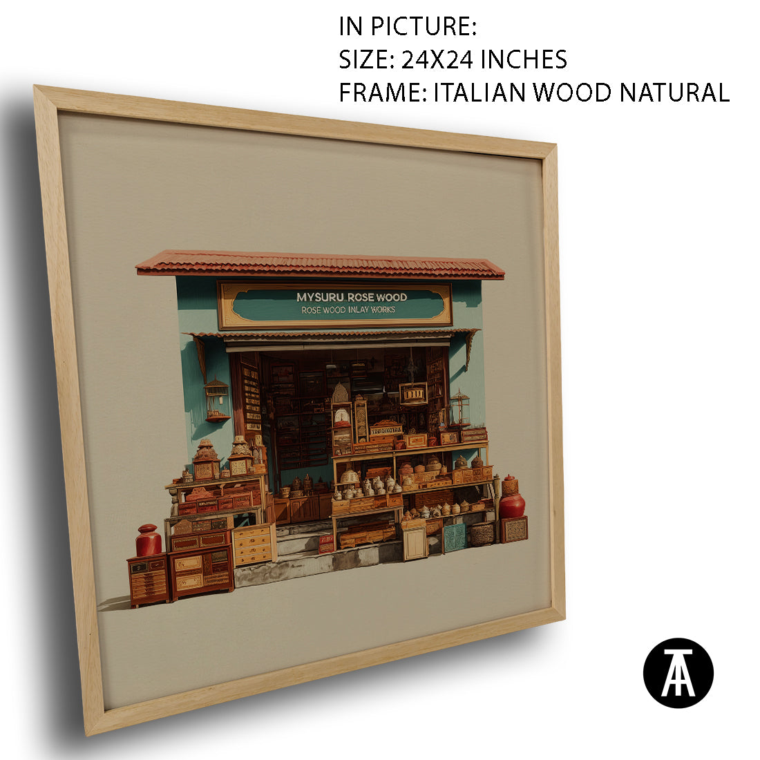 Artwork in Natural Wood Frame