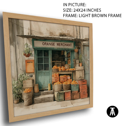 Artwork in Light Brown Frame