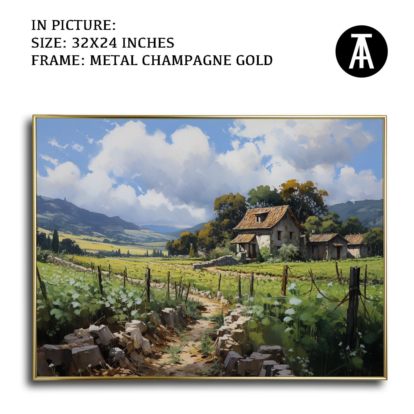 Artwork in Light Brown Frame