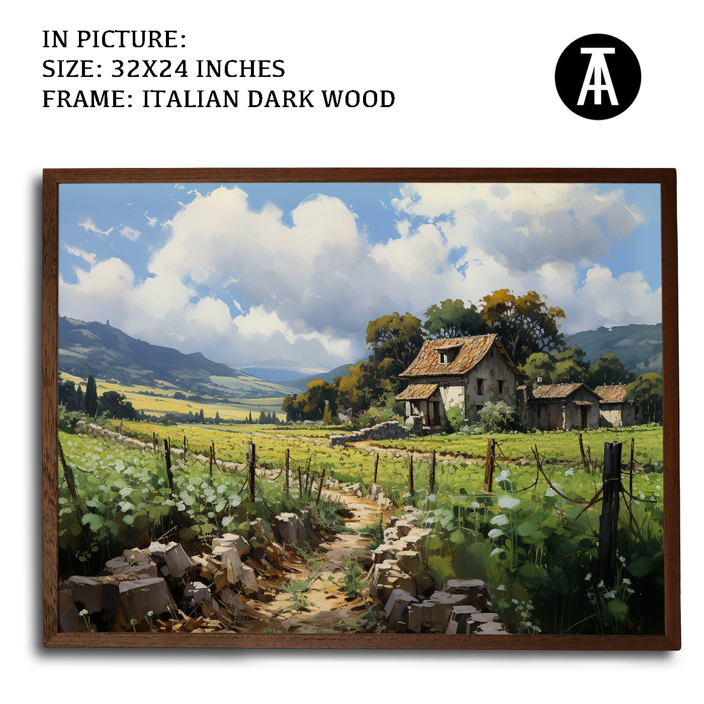 Artwork in Dark Wood Frame