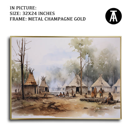Artwork in Light Brown Frame