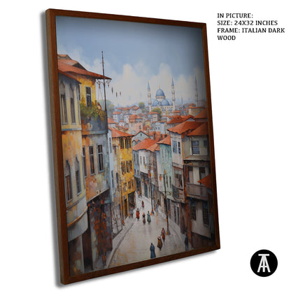 Artwork in Dark Wood Frame