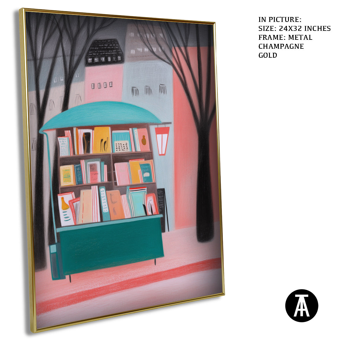 Artwork in Metal Champagne Gold Frame