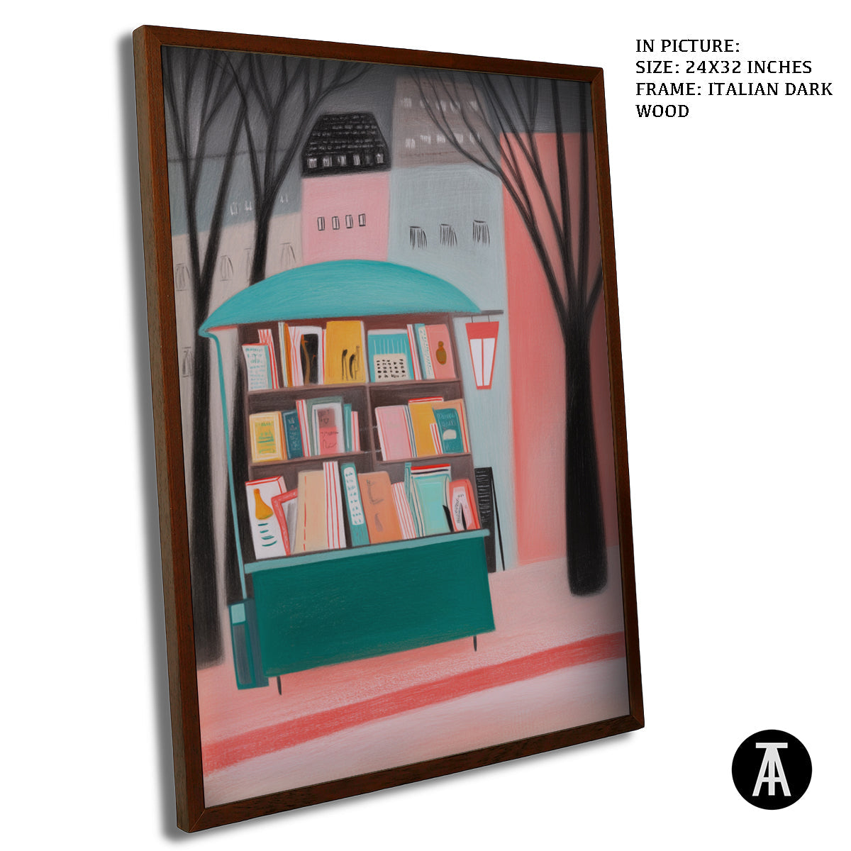 Artwork in Dark Wood Frame