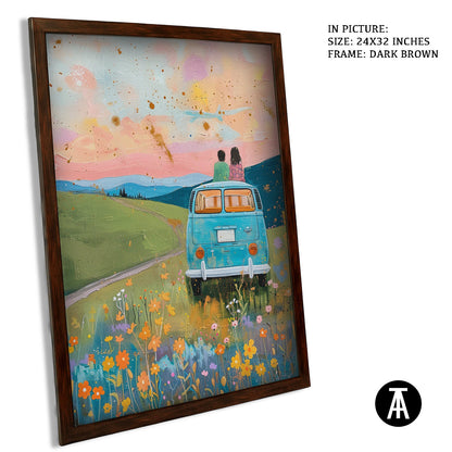 Artwork in Dark Brown Frame