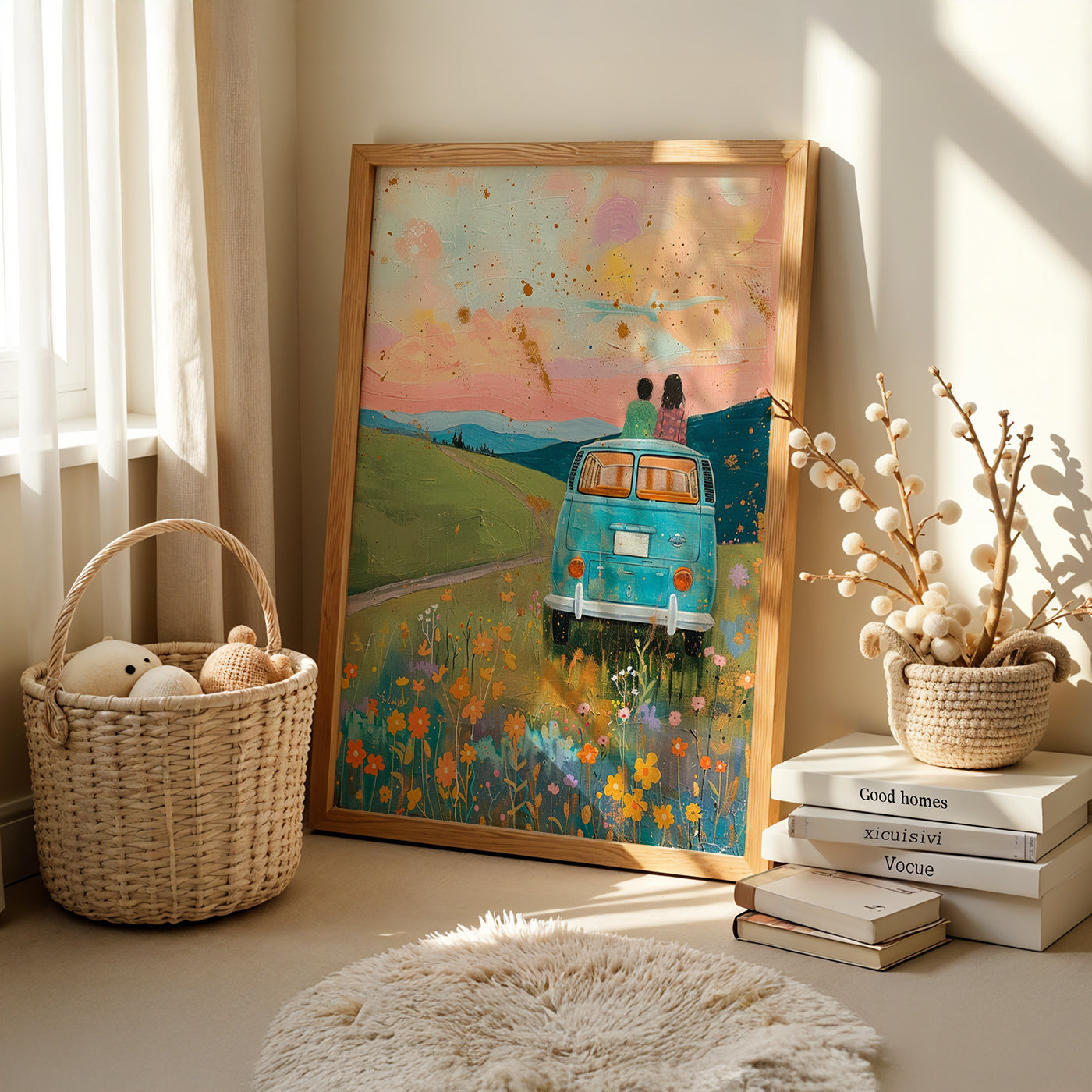 Boho Art Painting in a Lifestyle Setting