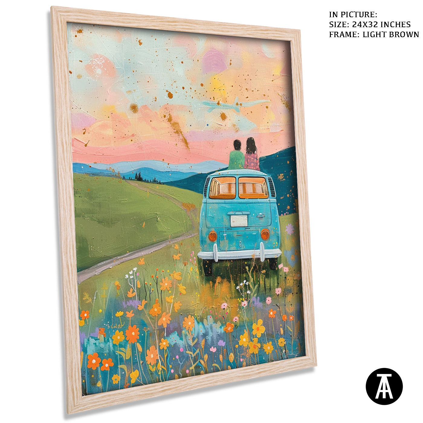 Artwork in Light Brown Frame