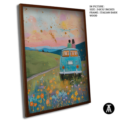 Artwork in Dark Wood Frame