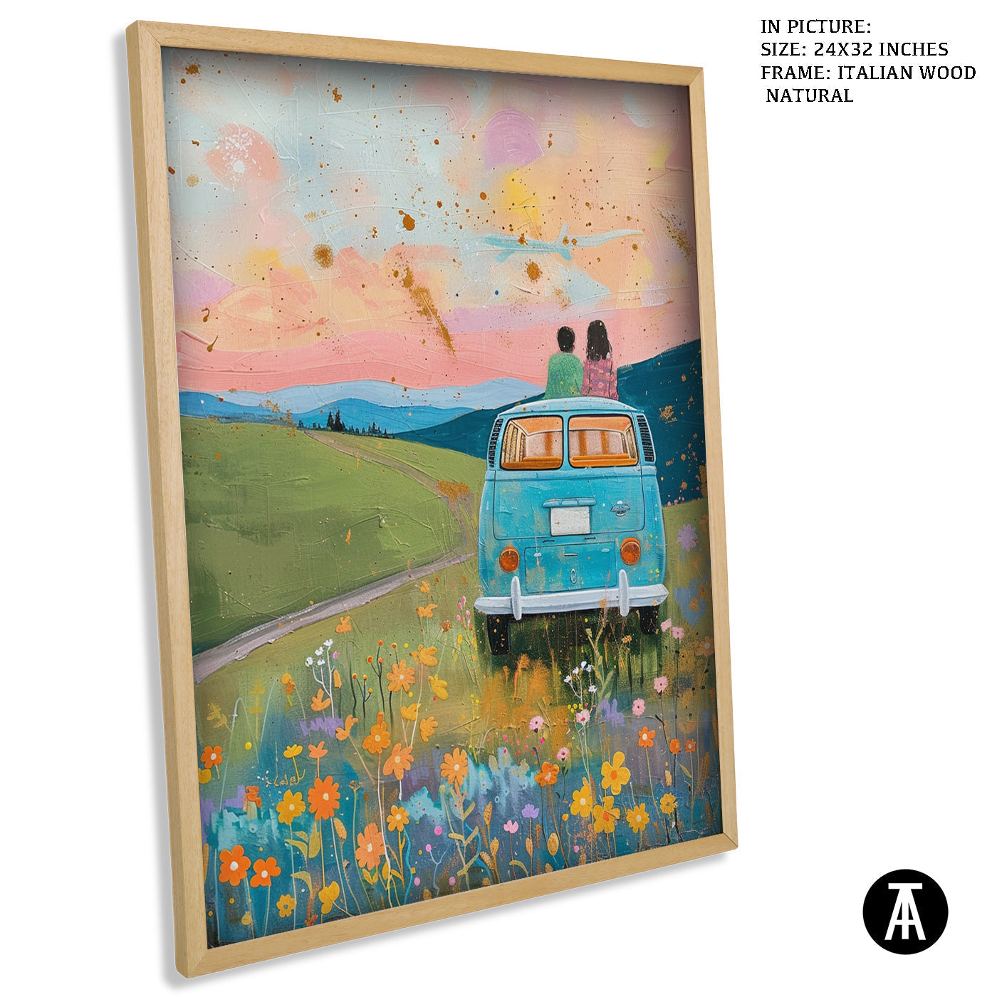 Artwork in Natural Wood Frame