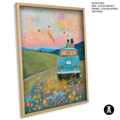 Artwork in Natural Wood Frame