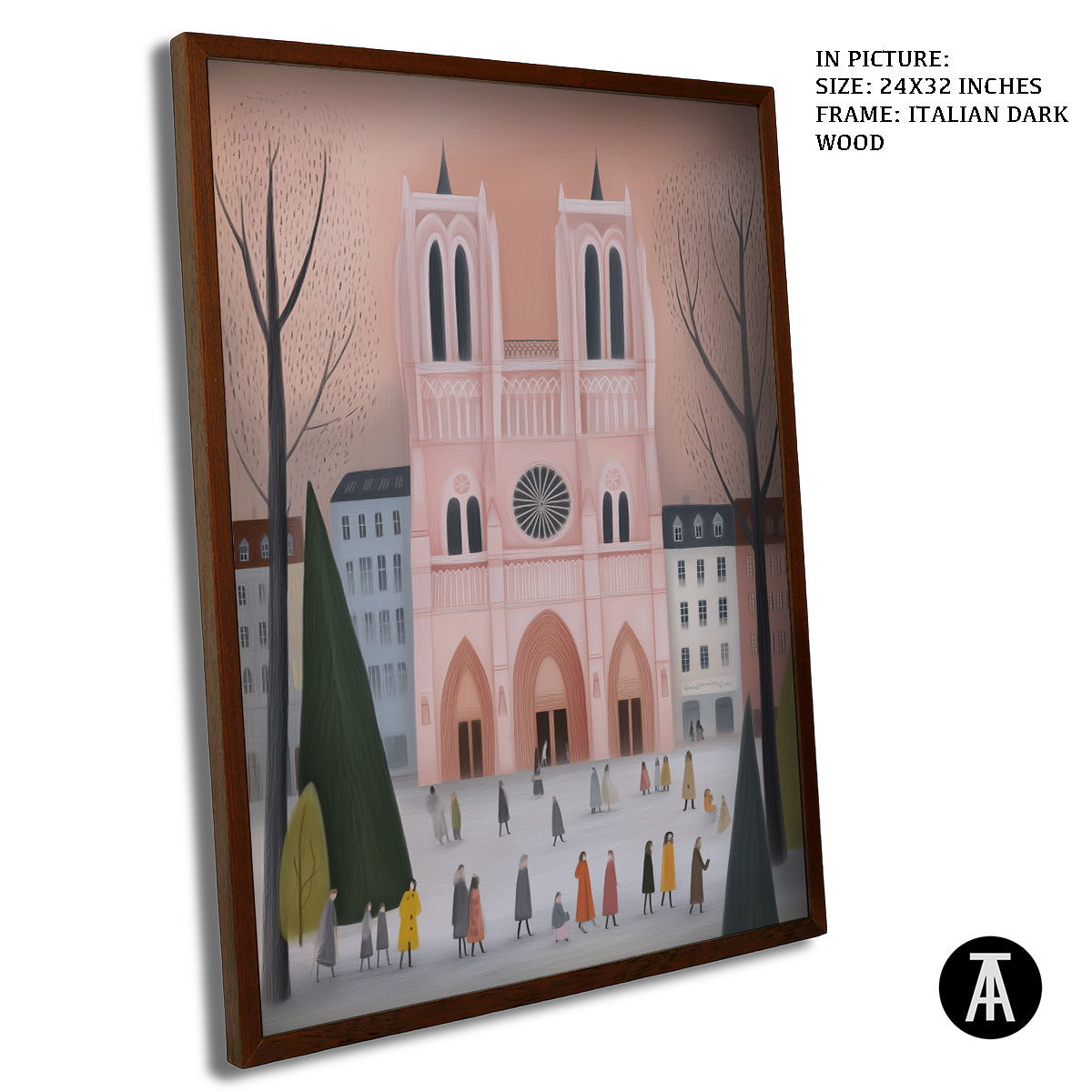 Artwork in Dark Wood Frame