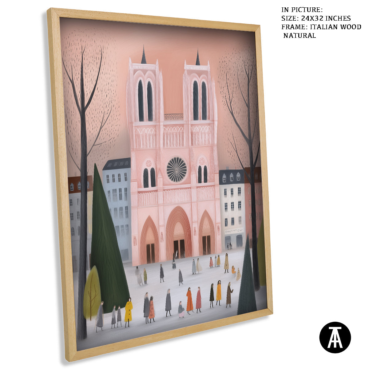 Artwork in Natural Wood Frame