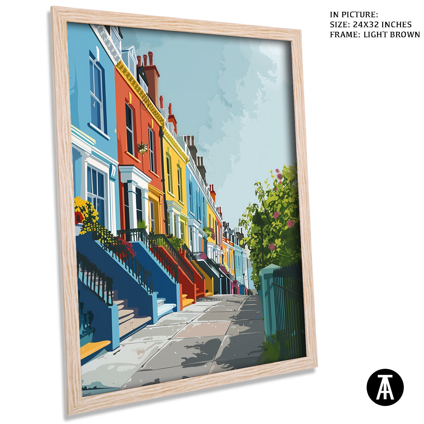 Artwork in Light Brown Frame