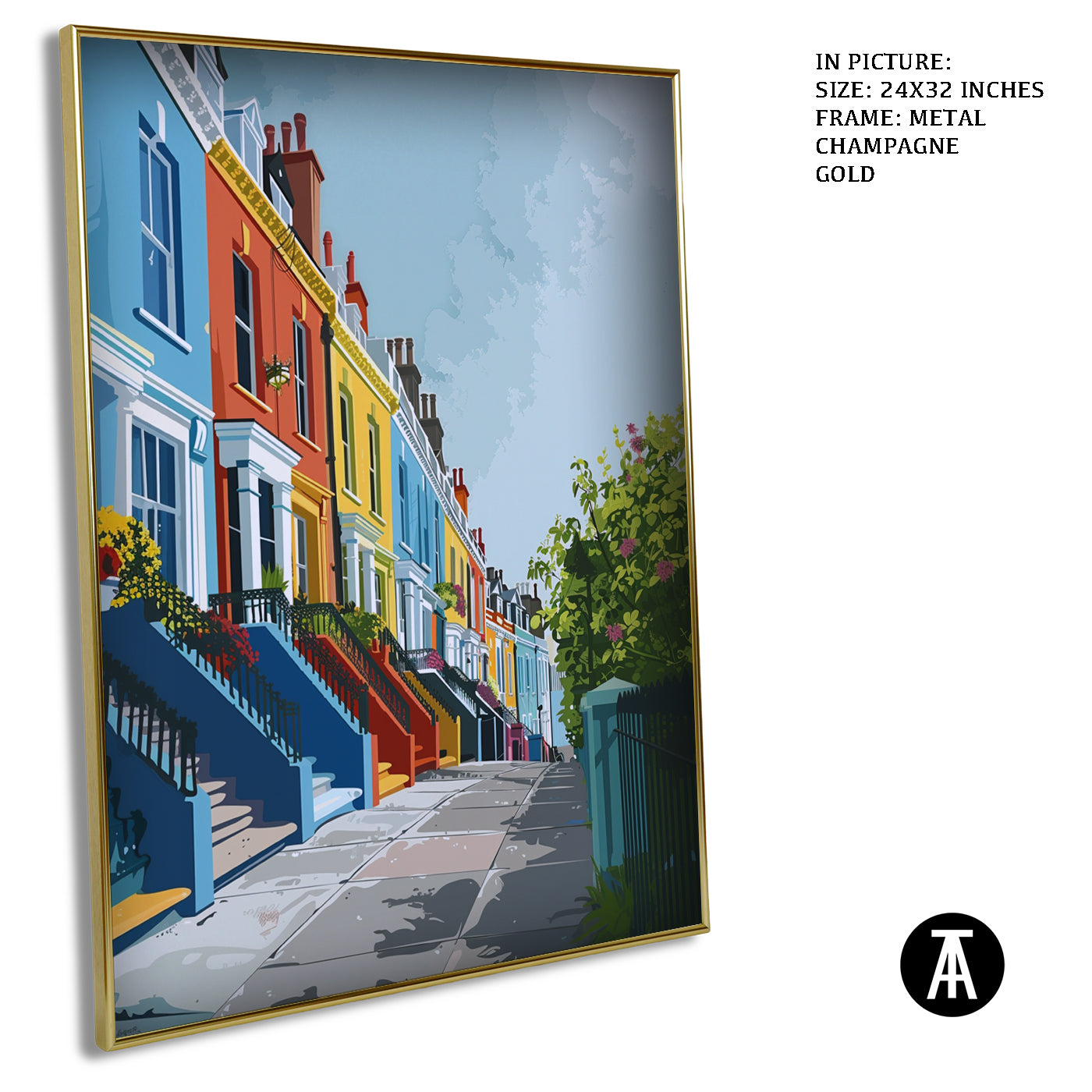 Artwork in Metal Champagne Gold Frame