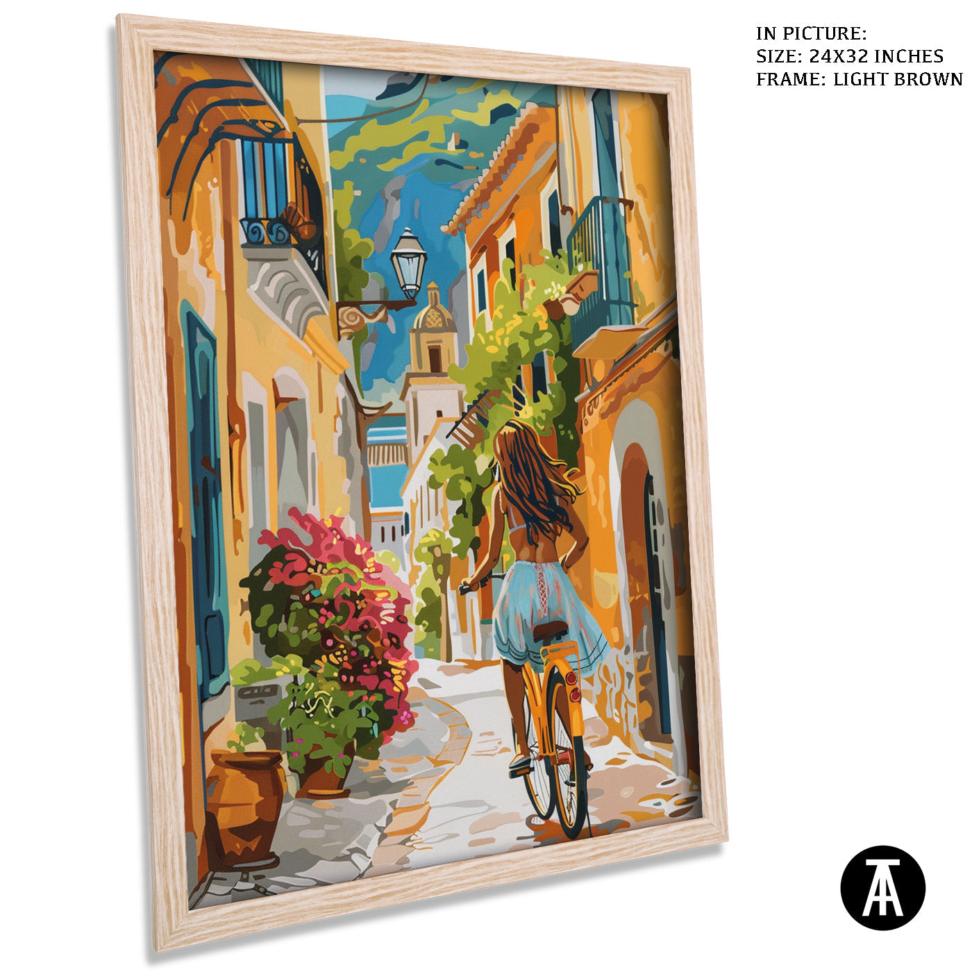 Artwork in Light Brown Frame