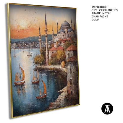 Artwork in Light Brown Frame
