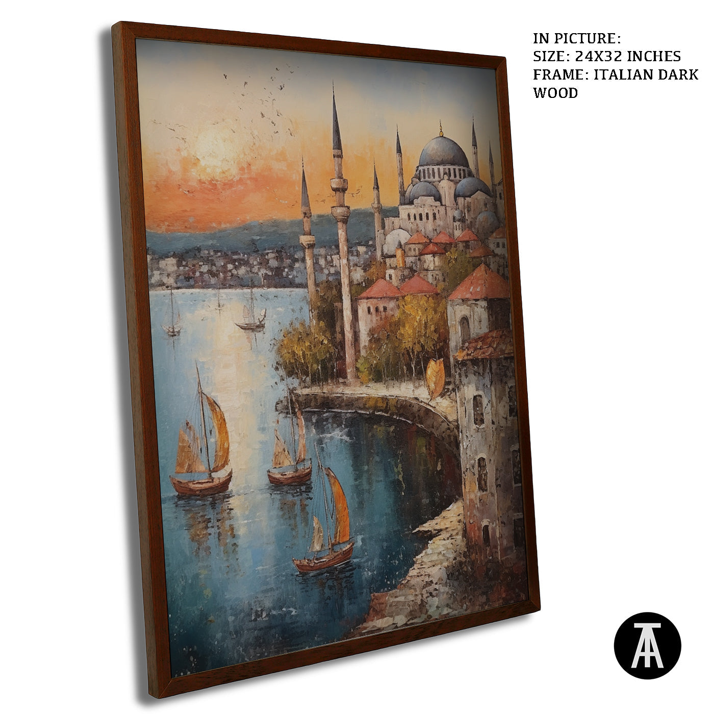 Artwork in Dark Wood Frame