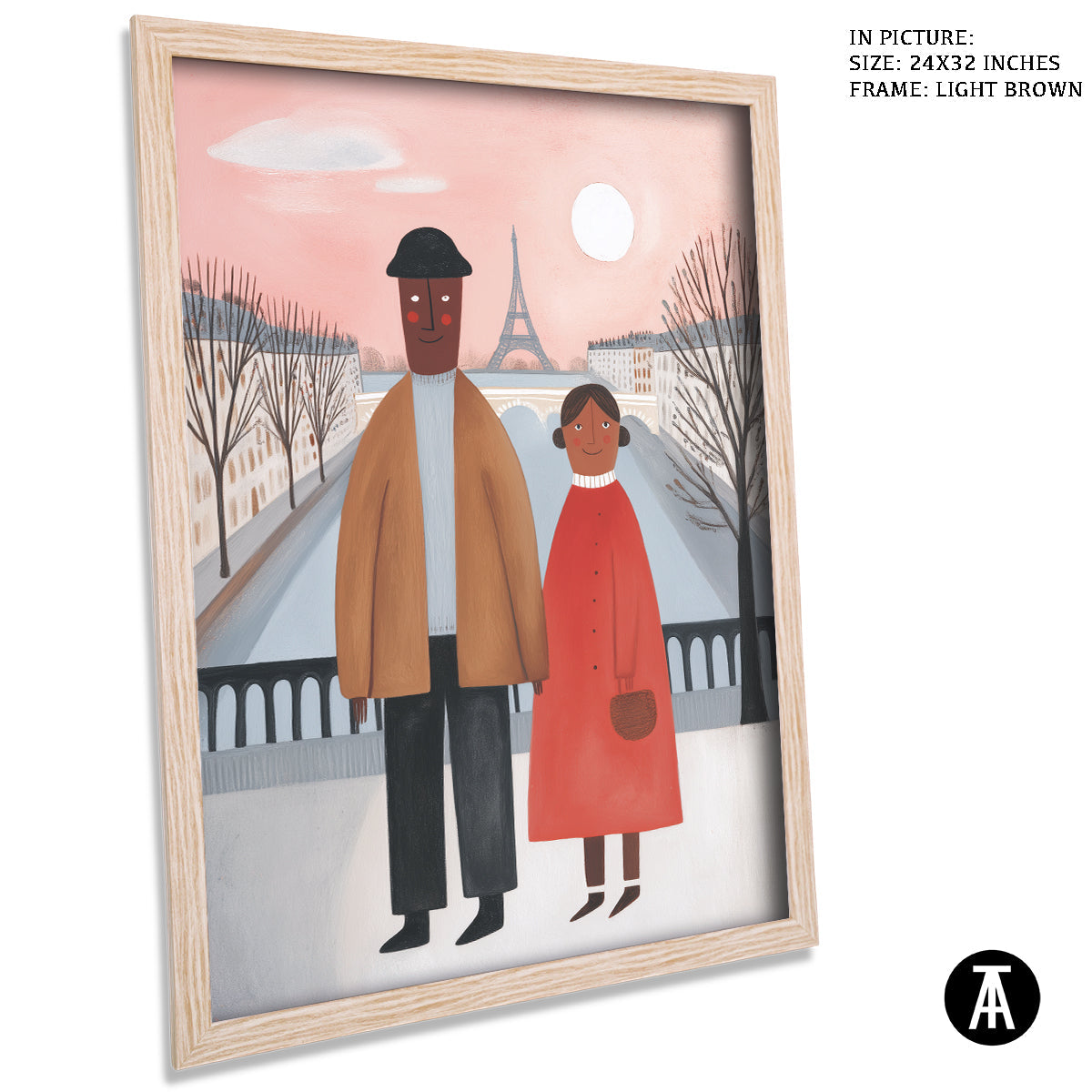 Artwork in Light Brown Frame
