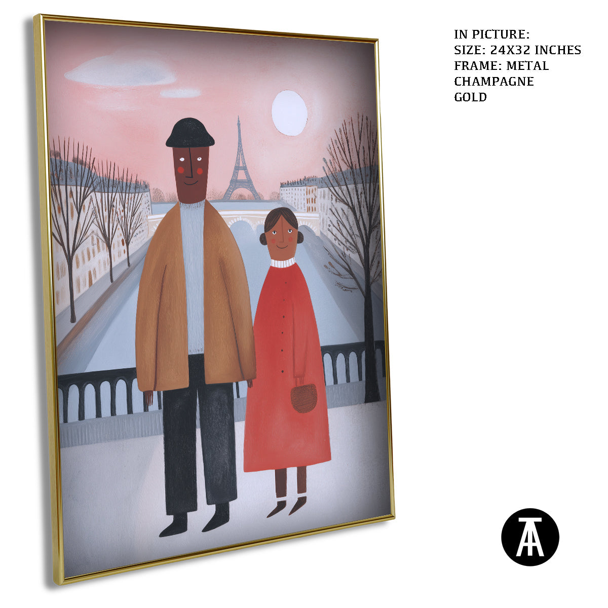 Artwork in Metal Champagne Gold Frame