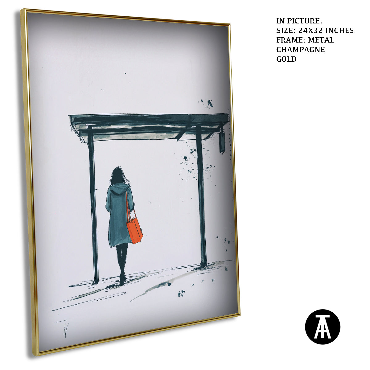 Artwork in Light Brown Frame