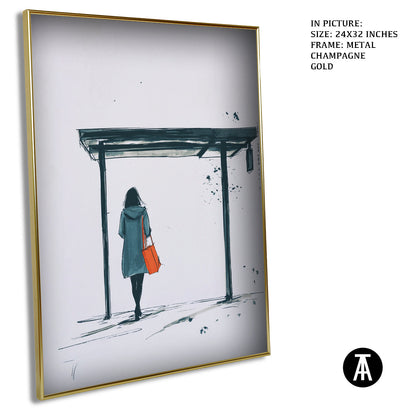 Artwork in Light Brown Frame
