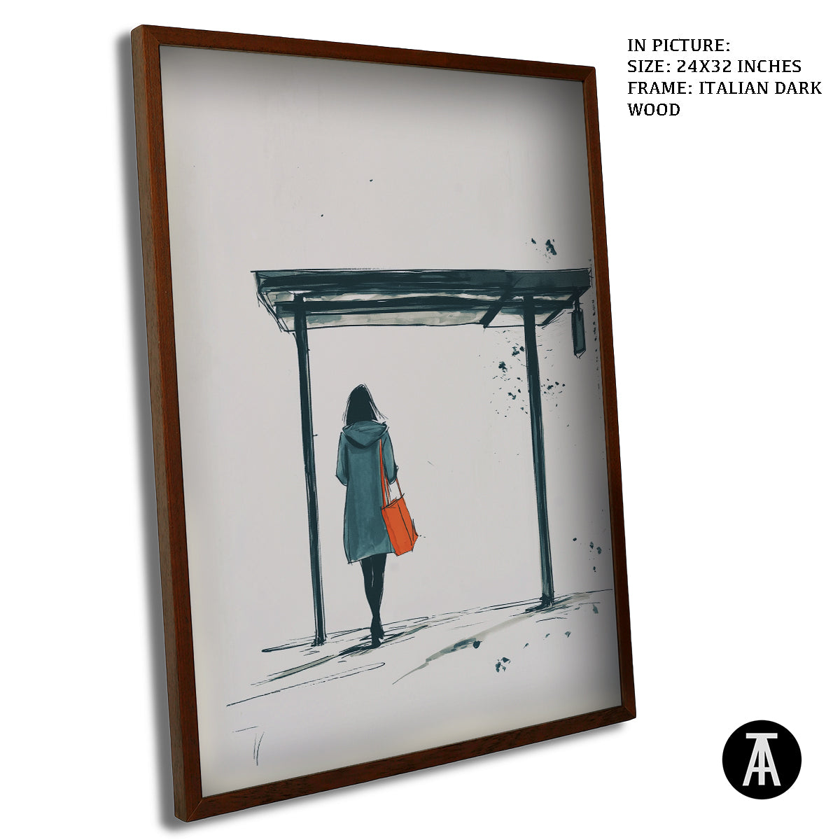 Artwork in Dark Wood Frame