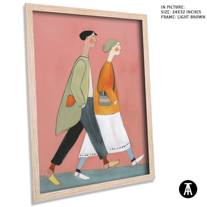 Artwork in Light Brown Frame