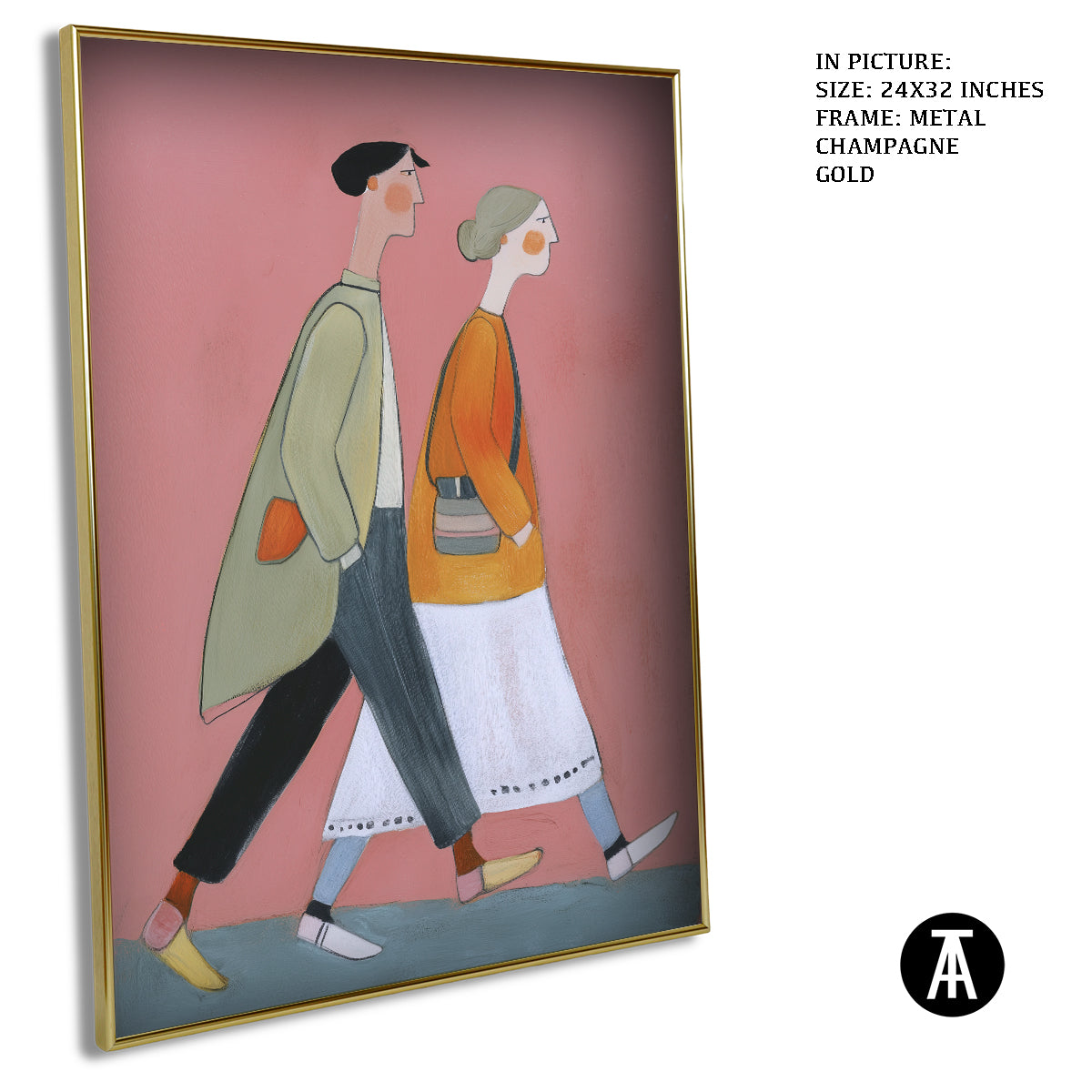 Artwork in Metal Champagne Gold Frame