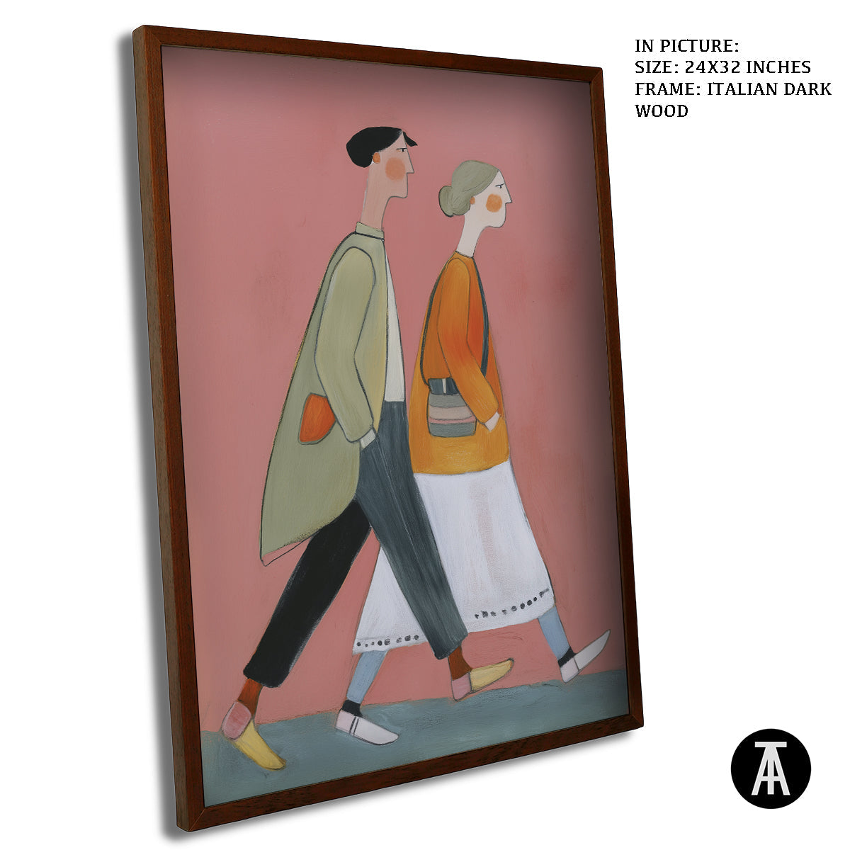 Artwork in Dark Wood Frame