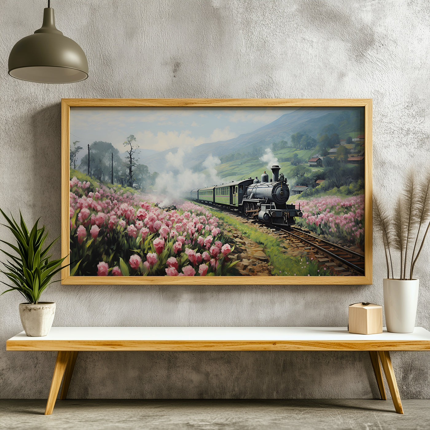 Panoramic Indian Painting in a Lifestyle Setting