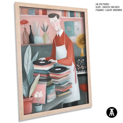 Artwork in Light Brown Frame
