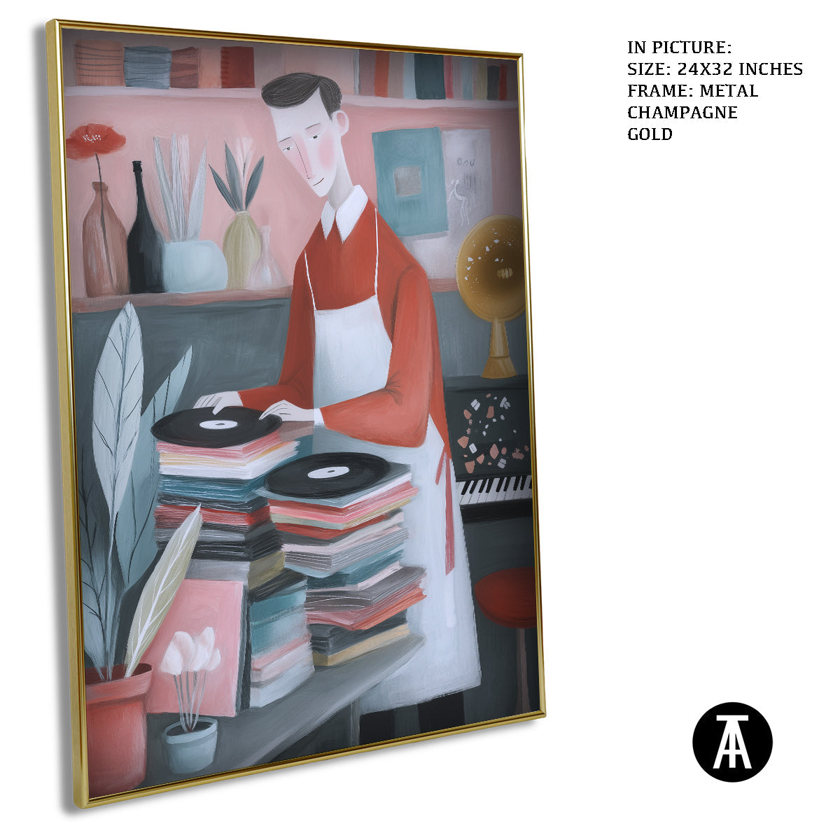 Artwork in Metal Champagne Gold Frame