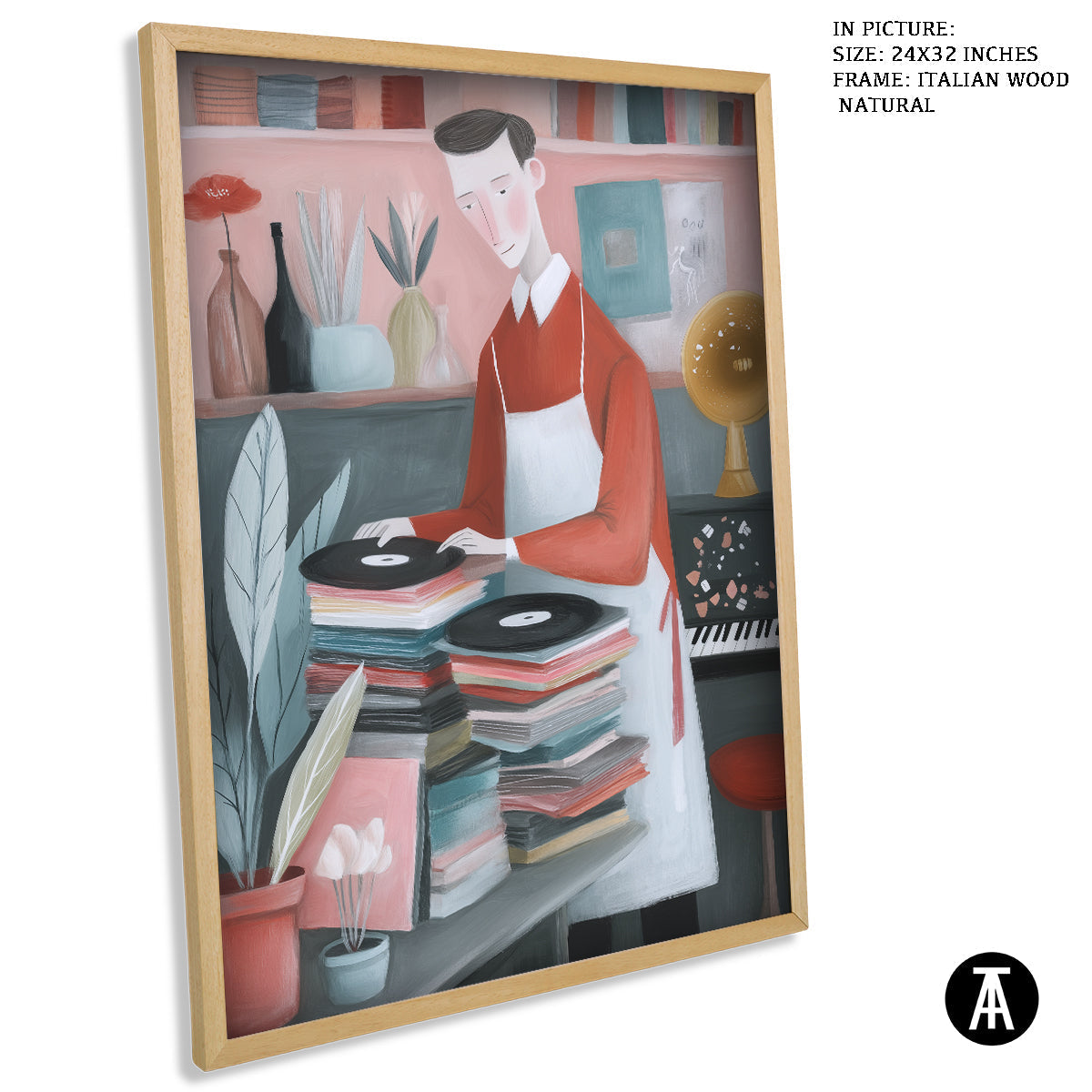 Artwork in Natural Wood Frame
