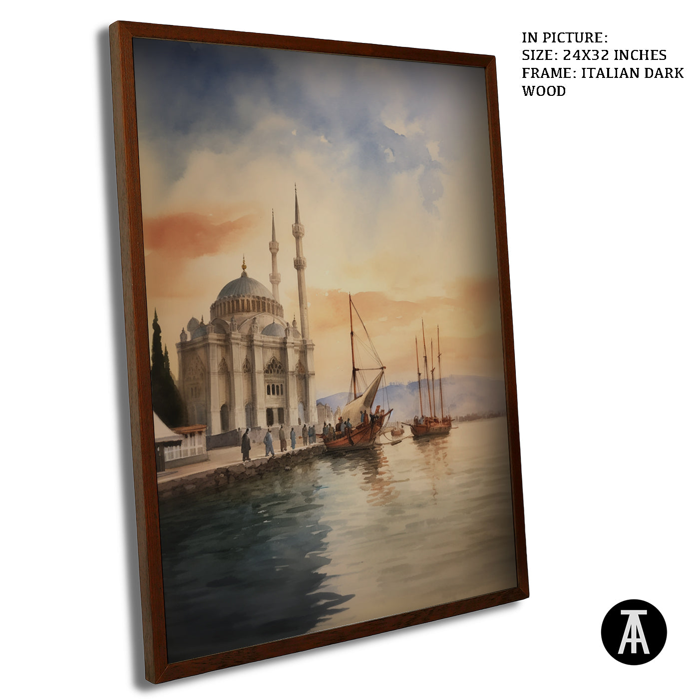 Artwork in Dark Wood Frame