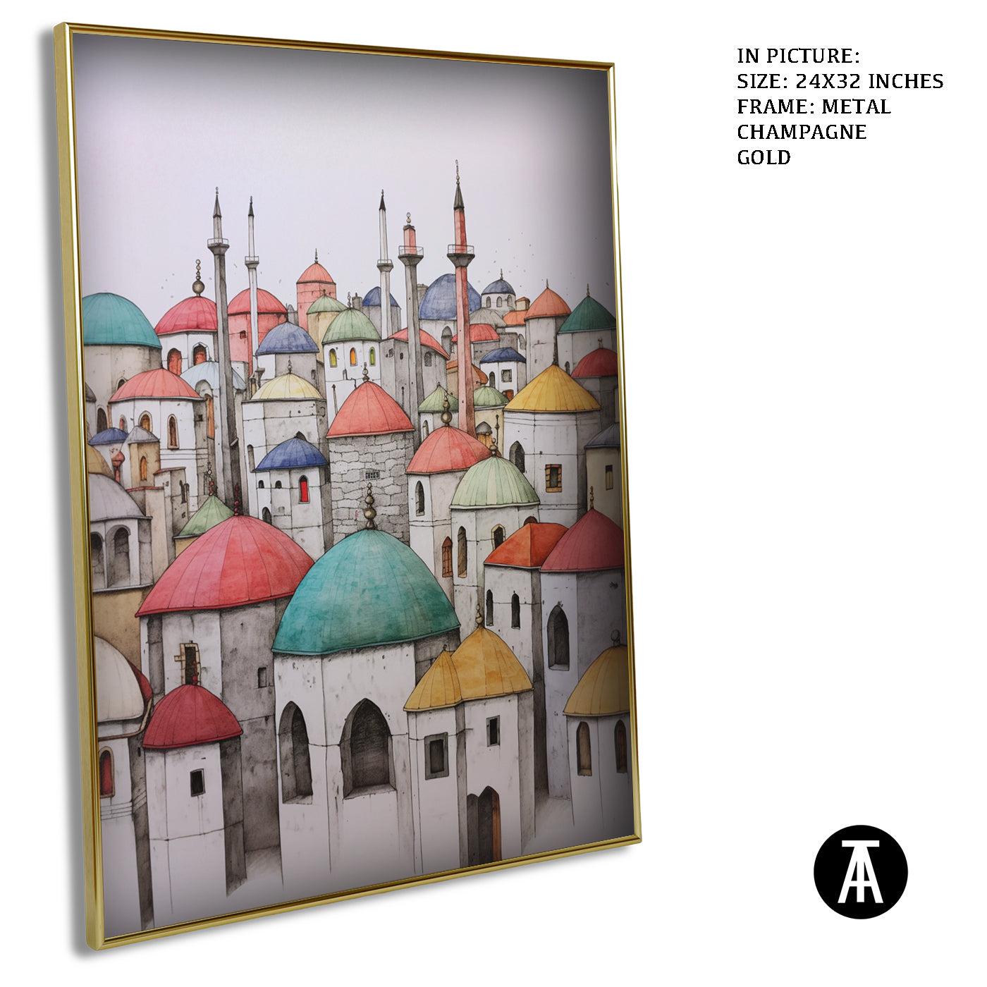 Artwork in Light Brown Frame