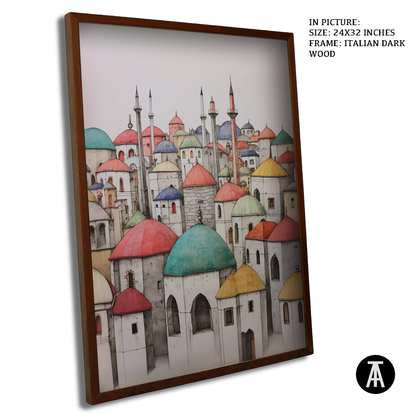 Artwork in Dark Wood Frame