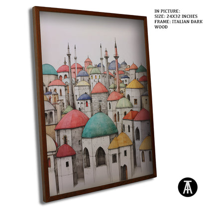 Artwork in Dark Wood Frame