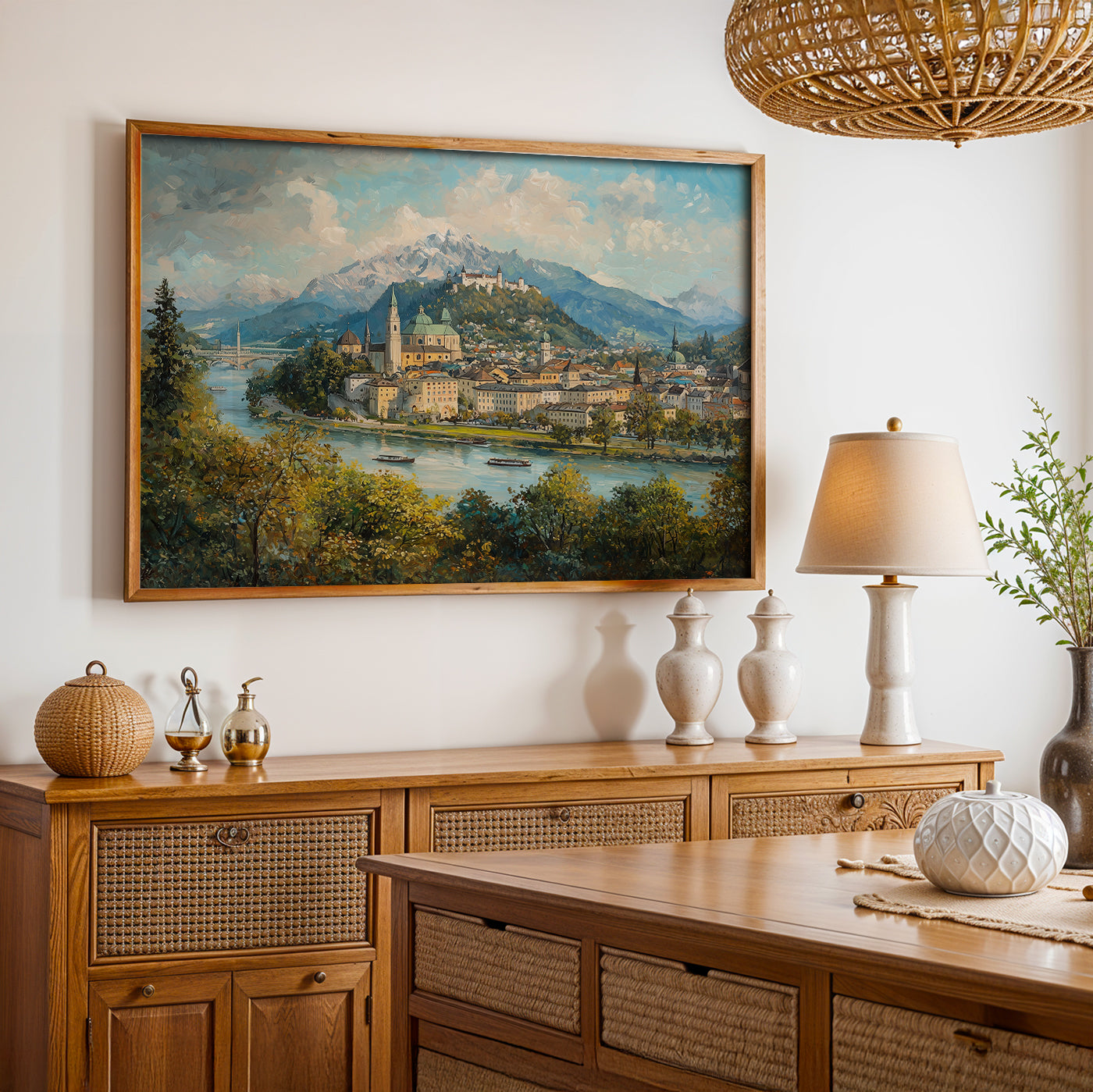 Swiss Alps Painting in a Lifestyle Setting