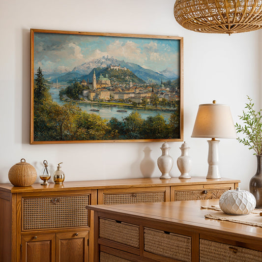 Swiss Alps Painting in a Lifestyle Setting