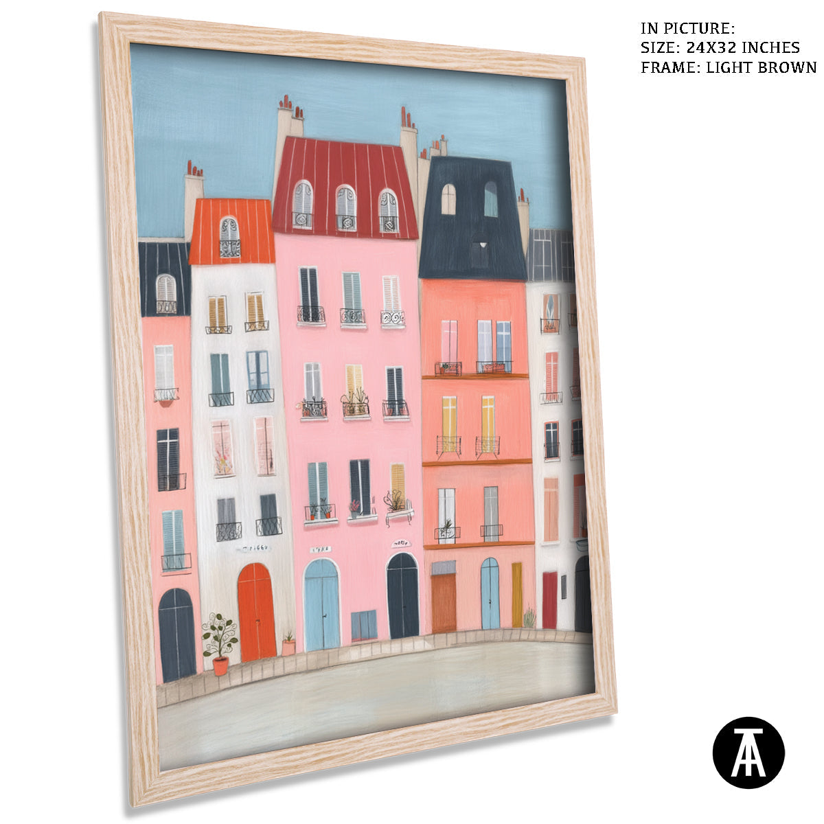 Artwork in Light Brown Frame