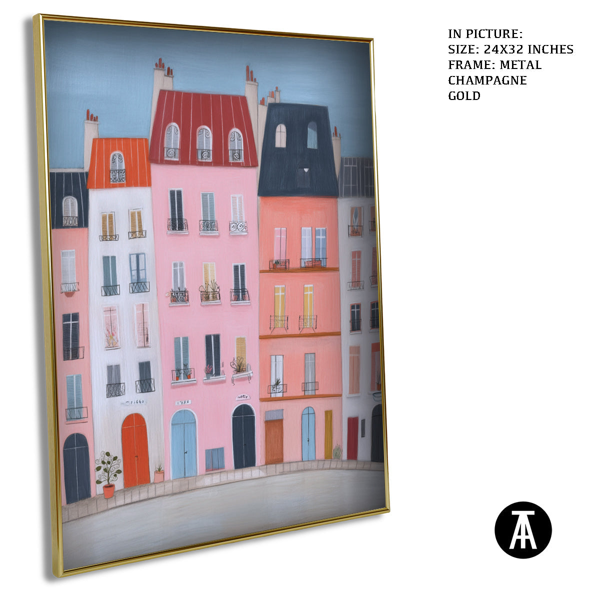 Artwork in Metal Champagne Gold Frame