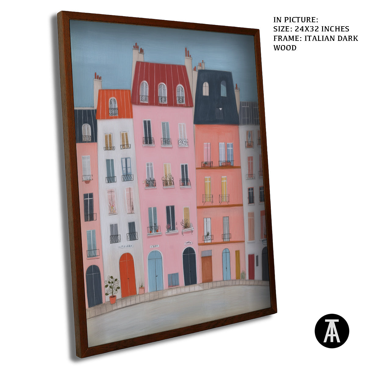 Artwork in Dark Wood Frame