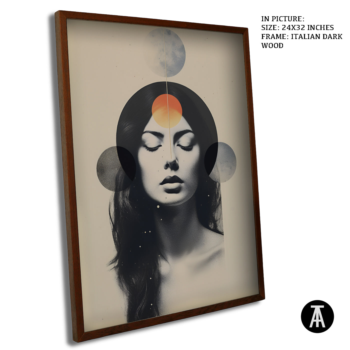 Artwork in Dark Wood Frame